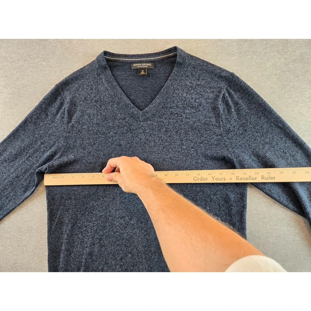 Banana Republic‎ Sweater Men's M Blue Silk Cashmere Cotton V Neck Luxury Blend